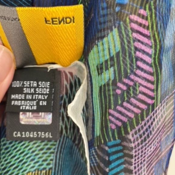 Fendi Accessories - Fendi Multicolor Letter Logo Printed Silk Scarf
